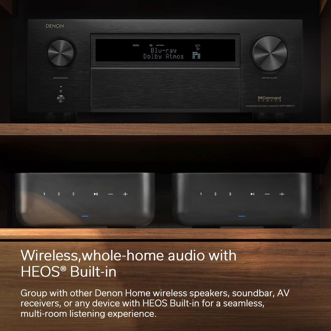 Denon Denon Home Amplifier (100W x 2), Compact Stereo Amplifier with HEOS Built-in, High-Res Audio, Dolby Digital Plus Decoding, Wireless Music Streaming via Wi-Fi, AirPlay 2, and Bluetooth