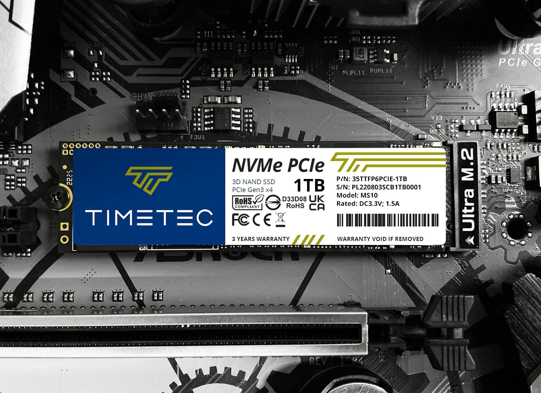 Timetec Timetec 1TB SSD NVMe PCIe Gen3x4 8Gb/s M.2 2280 3D NAND High Performance SLC Cache Read/Write Speed Up to 2,000/1,600 MB/s Internal Solid State Drive for PC Laptop and Desktop (1TB)