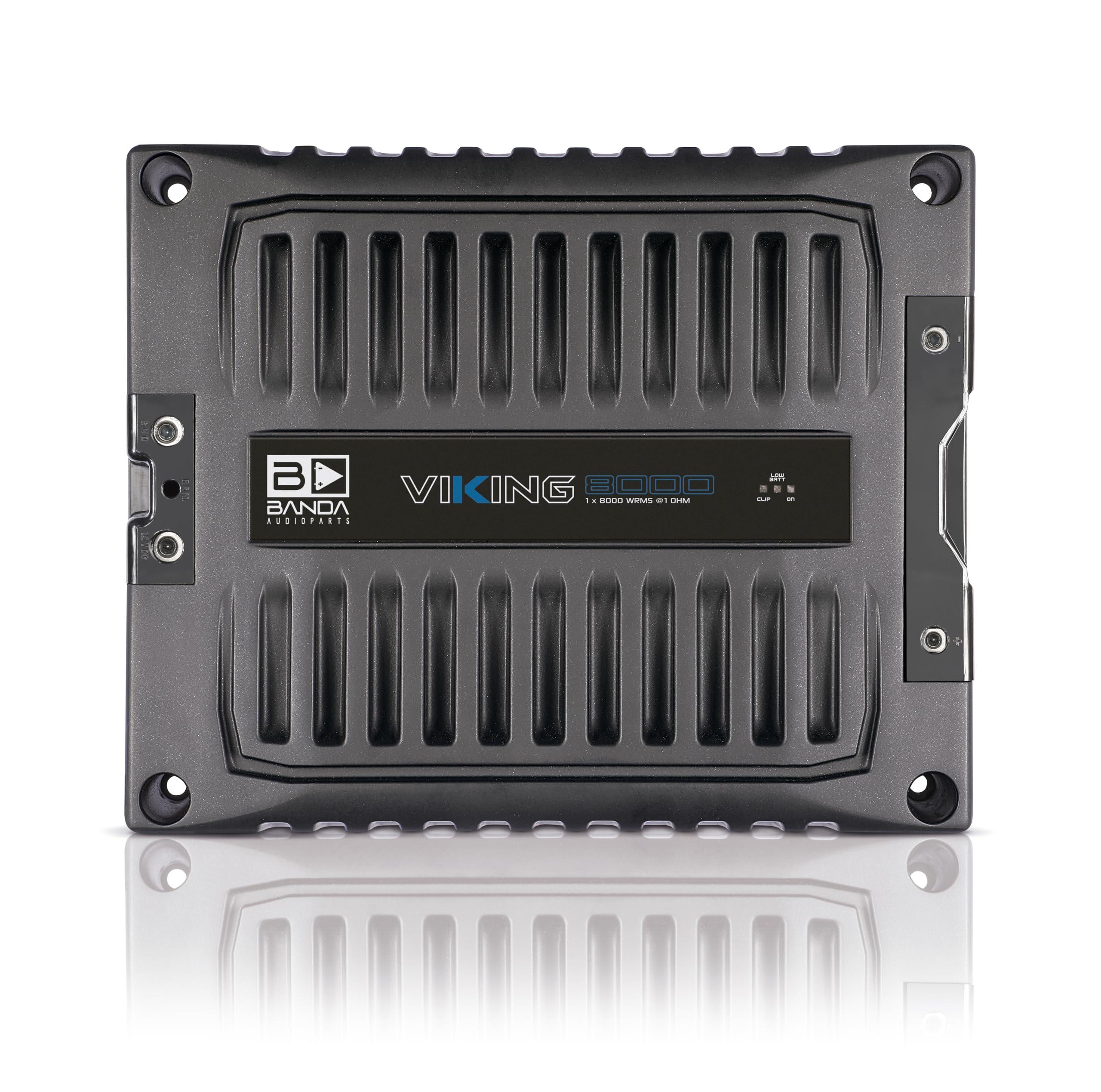 Banda Audioparts Banda 1-Channel Vehicle Audio Bass Amplifier - High-Powered Mono Bass Amplifier w/Subsonic Filter and Low Pass Filter Stable at 1 ohm, LED Indicators, Sound Specialization - BANDA VIKING8001