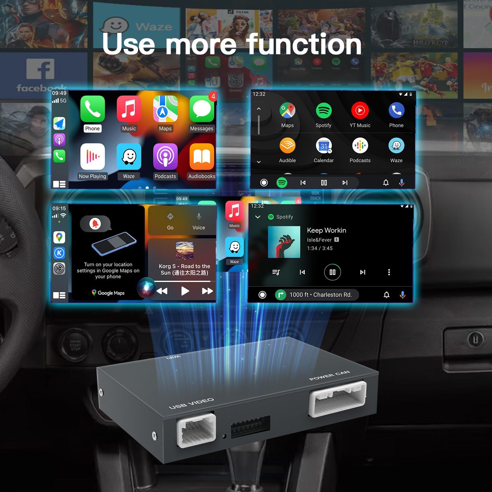 autoabc Wireless Carplay/Android Auto Adapter for Toyota with Entune2.0 & Touch2 2014-2019 New Version Retrofit Kit Decoder Fits for Tundra/Highlander/RAV4/Tacoma/Camry/Corolla/Avalon/Prius/CH-R/Sienna/Camry
