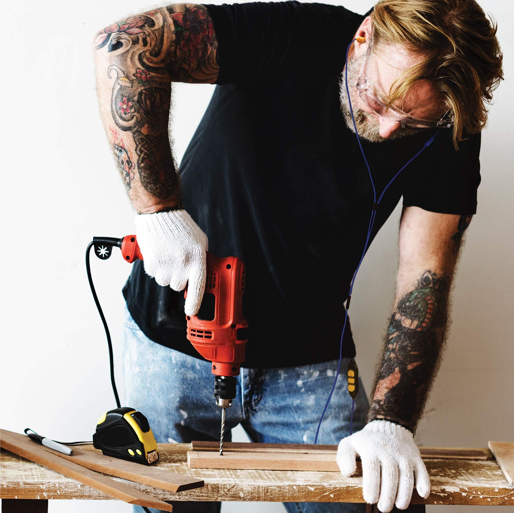 Plugfones Plugfones Protector Plus VL in-Ear Earplug Earbuds, Noise Reduction Headphones with Noise Isolating Mic and Controls, Blue & Yellow