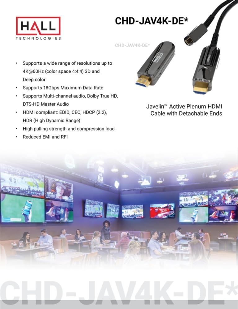 HR Hall Research Hall Technologies CHD-JAV4K-DE50 (50m 4K Javelin Plenum Optical HDMI Cable)