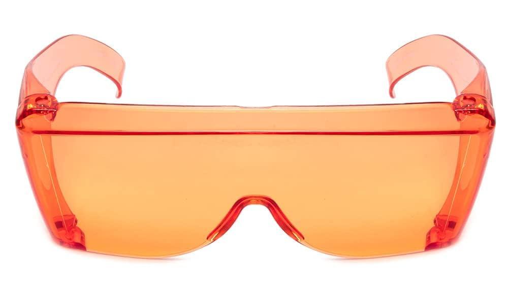 Calabria Calabria 3000 Large Fit Over Safety Glasses Fitover Prescription Eyewear Orange Men Women Wrap Around Anti Fog Scratch Glare