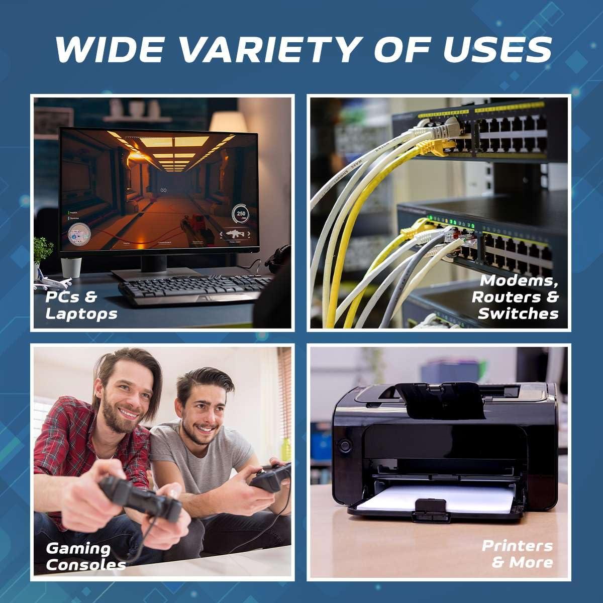 Cables Direct Online Cables Direct Online Cat6 50FT Network Ethernet Patch Cable, 550Mhz Internet Wire, Compatible with PC, Laptop, Modem, Router, TVs, Printer Cord, Consoles for Home and Office, Gray