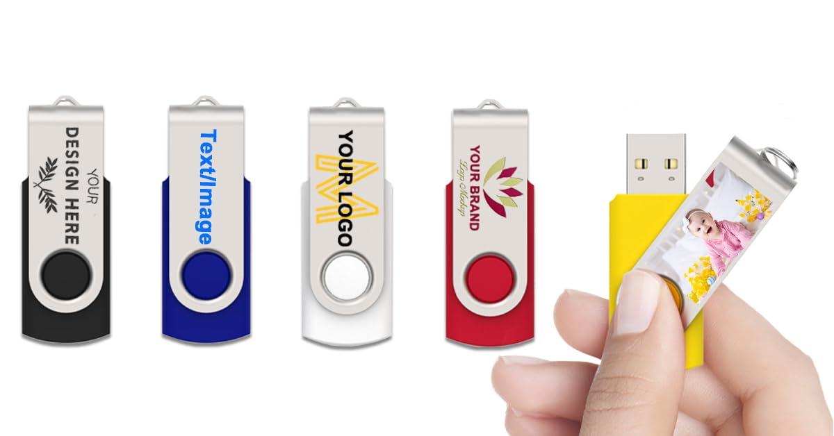 TATMOHIK Custom USB Flash Drive 32GB 25 Pack Promotional Product Customized Thumb Drive,Customizable USB Drive Personalized with Your Logo Bulk USB2.0 Personalized USB Stick 25Pcs Multiple Color Choice
