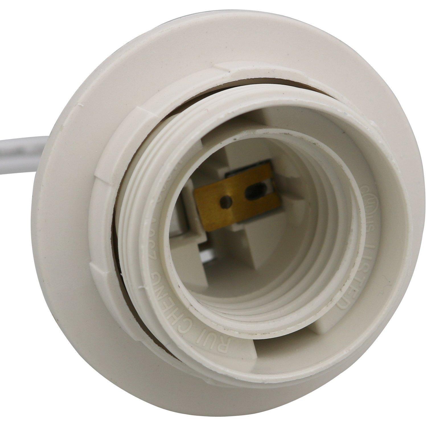 Lightingsky Lightingsky 15 Feet Hanging Light Cord with On/off Switch E26 Socket to 2-prong Perfect for Lampshade Paper Lantern (White, 15 Feet)