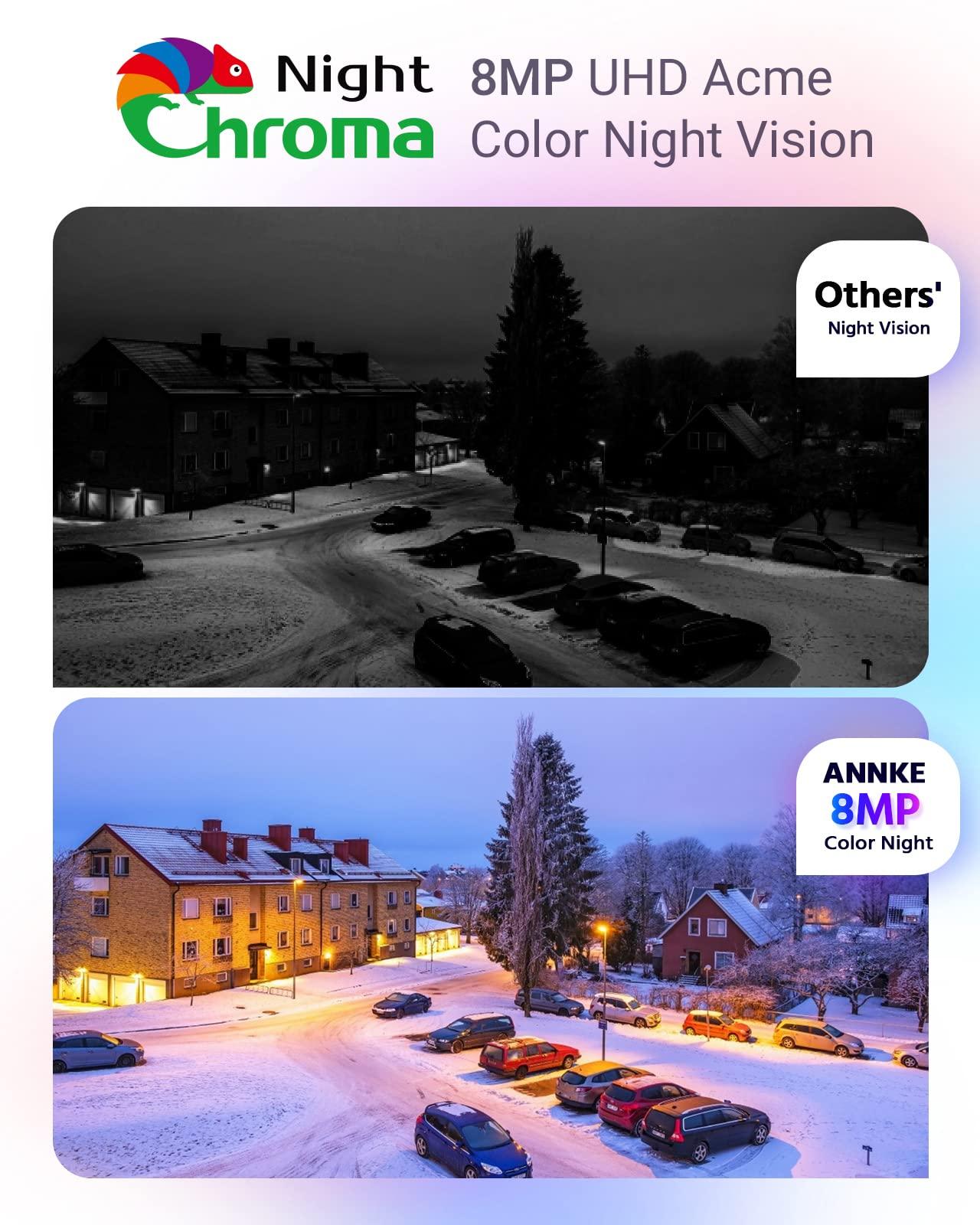 ANNKE ANNKE NCK800 4K Security PoE Camera System with Full Color Night Vision, 8CH 4K NVR with 3pcs 8MP H.265+ PoE IP Turret Cameras, AI Human Detection, 130dB WDR &3D DNR, IP67 Weatherproof(NO HDD)