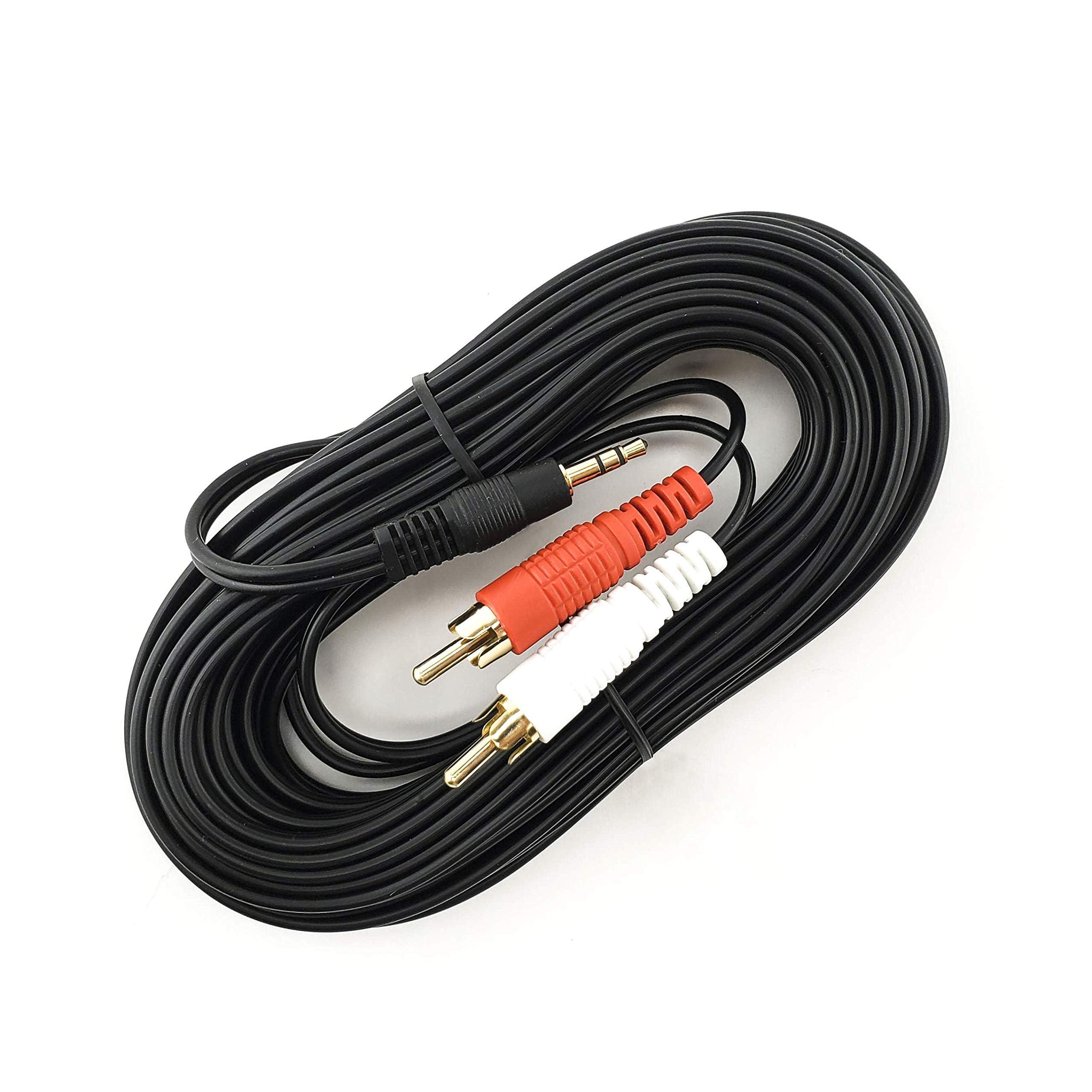 SatelliteSale SatelliteSale Auxiliary 3.5mm Audio Jack to 2 RCA Digital Stereo Composite Aux Cable Universal Wire PVC Black Cord 100 feet