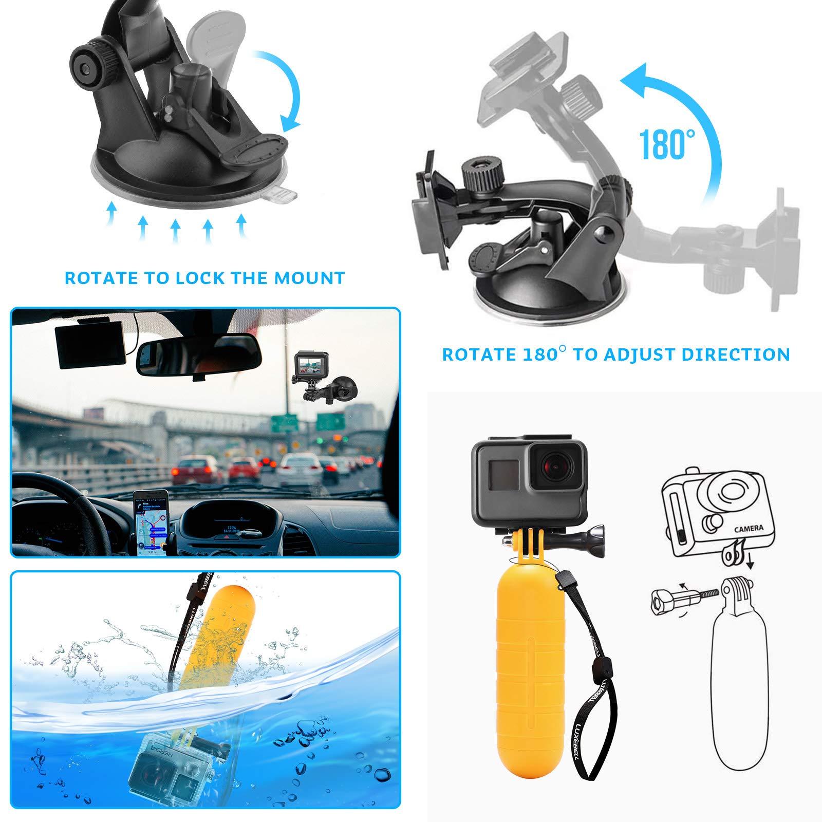 Luxebell Luxebell Accessories Kit for AKASO EK5000 EK7000 4K WiFi Action Camera GoPro Hero 12 11 10 9 8 7 6 5/Session 5/Hero 4/3+/3/2/1 Max Fusion SJ4000 SJ5000 (14-in-1)