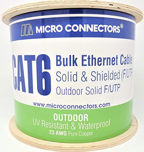 MICRO CONNECTORS Micro Connectors 500' Solid Shielded (Stp) Cat6 Outdoor, UV Resistant and Waterproof Bulk Ethernet Cable - White (TR4-560WOU-500)