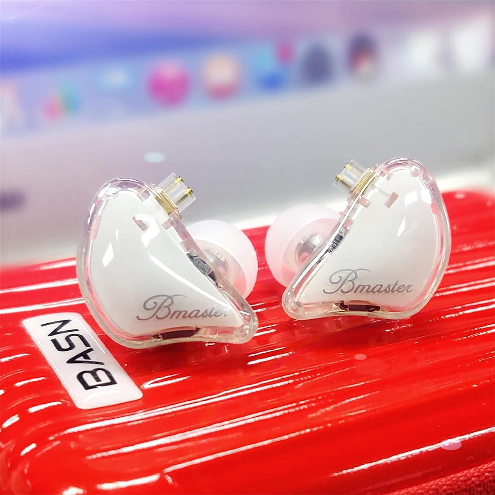 BASN BASN Bmaster 2-Pin Triple Drivers in Ear Monitor Headphone with Two Detachable Cables Fit in Ear Suitable for Audio Engineer, Musician (White)