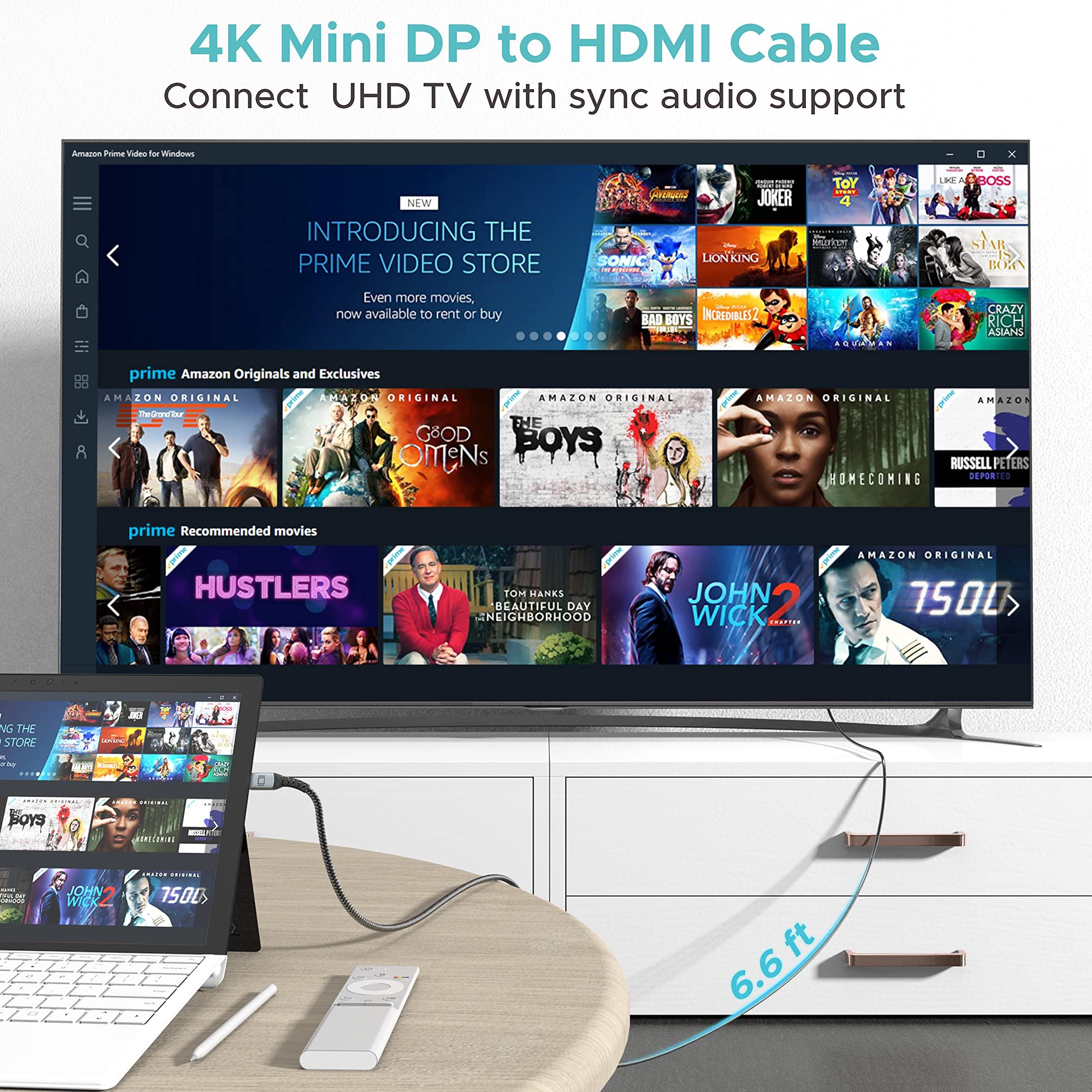 Warrky Warrky 4K Mini DisplayPort to HDMI Cable and 4K Mini DisplayPort to HDMI Adapter Bundle