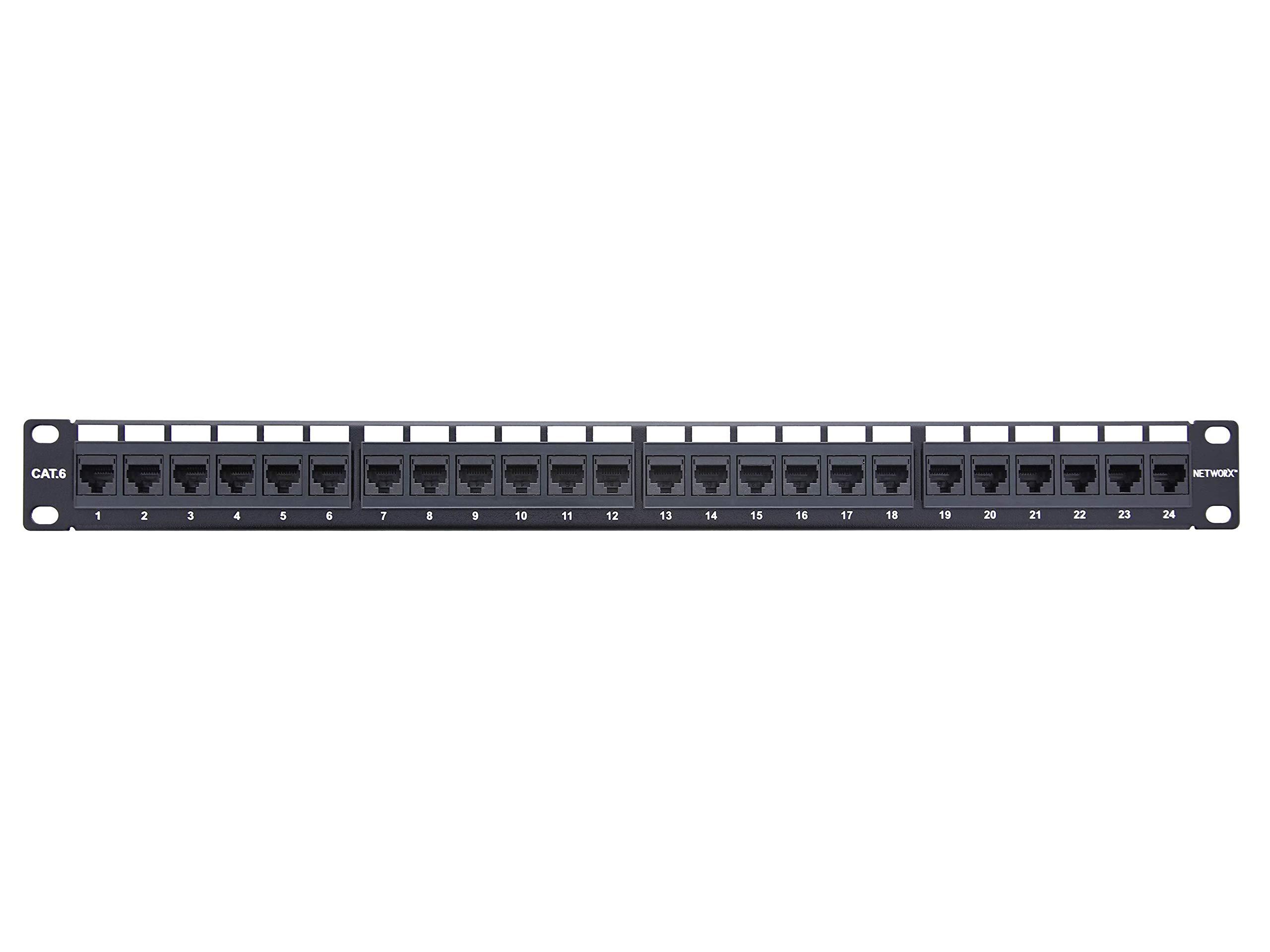 Networx Networx Rackmount 1U 24 Port Network Patch Panel (19-inch Cat6 Patch Panel / RJ45 Patch Panel) for Gigabit Network Switch, 10-Gigabit CAT 6 Compatible