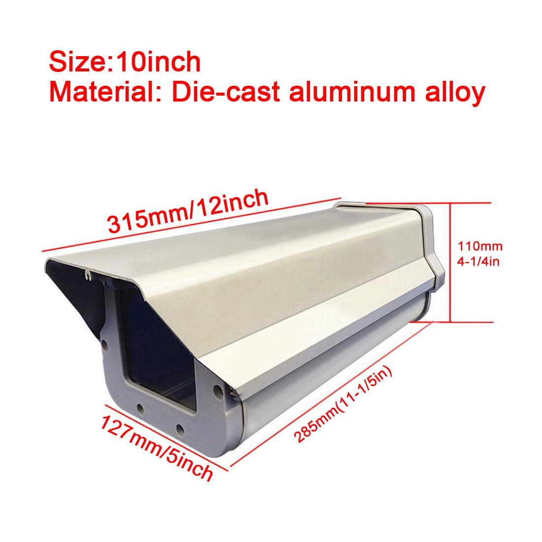 Rosebe CCTV Security Outdoor Camera Box 10/12 inch, IP65 Weatherproof Junction Aluminium Alloy Box Shell for CCTV Heavy Duty Urveillance Camera Housing Dust Cover Case (10-inch)