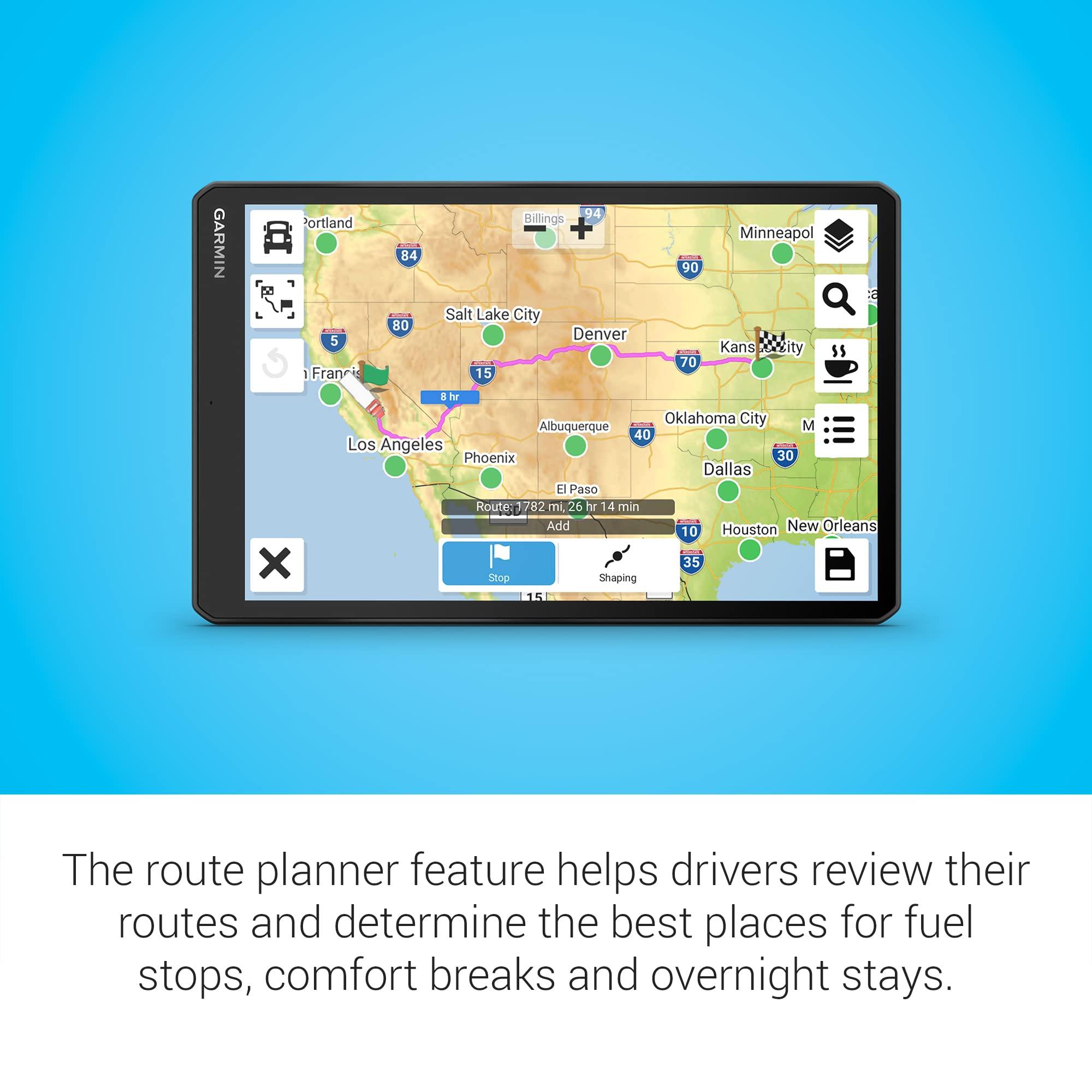 Garmin Garmin dzl OTR1010, Extra-Large, Easy-to-Read 10 GPS Truck Navigator, Custom Truck Routing, High-Resolution Birdseye Satellite Imagery, Directory of Truck & Trailer Services