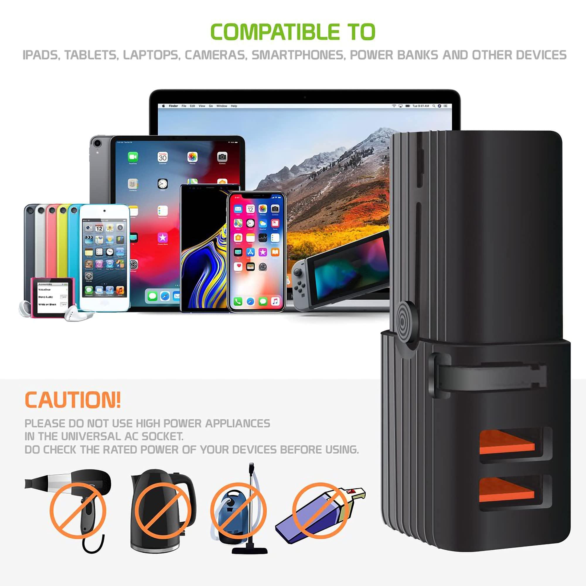 Works For Galaxy Tab 4 8.0 AT&T by Cellet Dual Universal USB Adapter Works for Samsung Galaxy Tab 4 8.0 AT&T for Worldwide Power and Travel Between US/EU/CN/AUS/NZ/UK