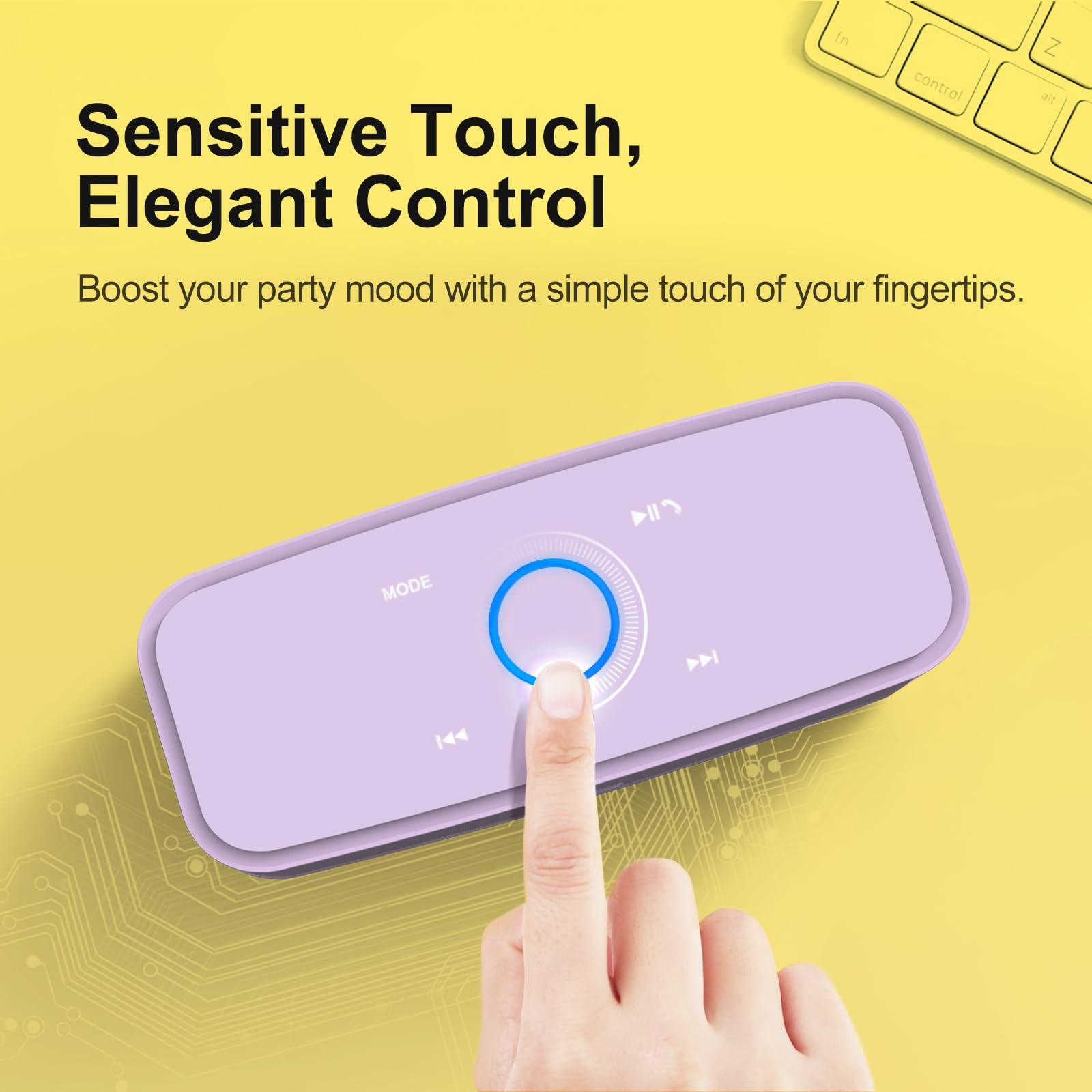 DOSS DOSS SoundBox Touch Wireless Bluetooth Speaker with 12W HD Sound and Bass, IPX5 Water-Resistant, 20H Playtime, Handsfree, Portable for Office, Home, Outdoor, Travel-Purple