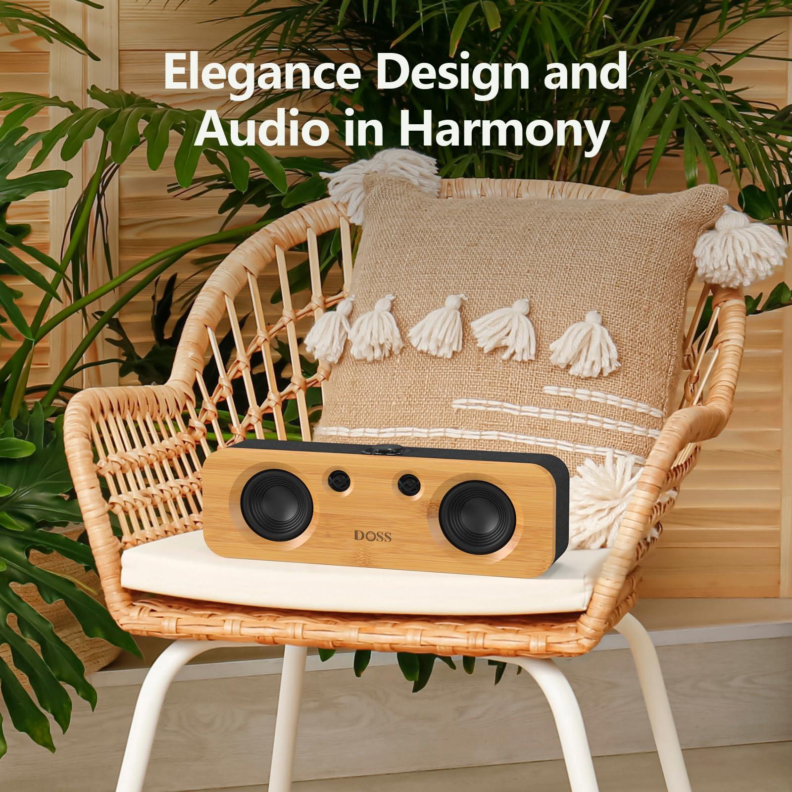 DOSS DOSS SoundBox H200 50W Home Bluetooth Speaker with Dual 3.5-Inch Woofers, Two 1-inch Tweeters, 35H Playtime, TWS, Sustainable Materials, BT 5.3, Wireless for Record Player/Computer/TV-Black