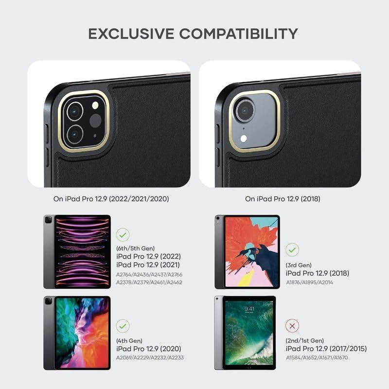 Satechi Satechi iPad Pro Case 12.9 inch (3rd-gen, 4th-gen, M1, and M2) - Magnetic iPad Vegan Leather case with Apple Pencil 2 Charging - Compatible with Apple Folio/Magic Keyboard - Black