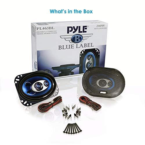 Pyle Pyle 4'' x 6'' Three Way Sound Speaker System - Pro Mid Range Triaxial Loud Audio 240 Watt per Pair w/ 4 Ohm Impedance and 3/4'' Piezo Tweeter for Car Component Stereo PL463BL