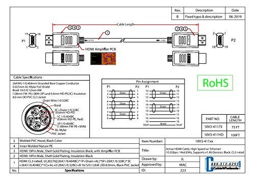 CableWholesale CableWholesale 4K Ultra High Speed HDMI Cable, 18 Gbps, HDMI-A Male to HDMI-A Male Connector, 26 AWG, Black, 1.5 feet