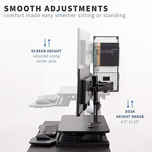 VIVO VIVO Height Adjustable 32 inch Standing Desk Converter with Dual 13 to 30 inch Monitor Stand, Sit Stand Monitor Mount and Desk Riser, Black, DESK-V000K-M2