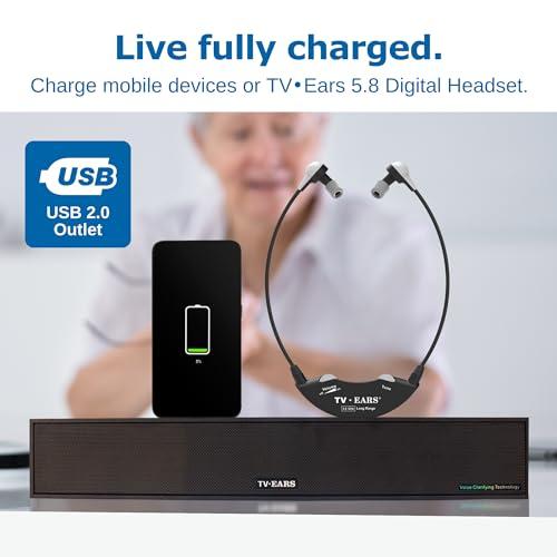 TV · EARS TV EARS Sound Bar for TV - Voice Clarifying, Long Range Wireless Television Speakers - 17\" SoundBar for Enhanced Dialogue on Hearing Impaired Viewers - Compatible with Any Television