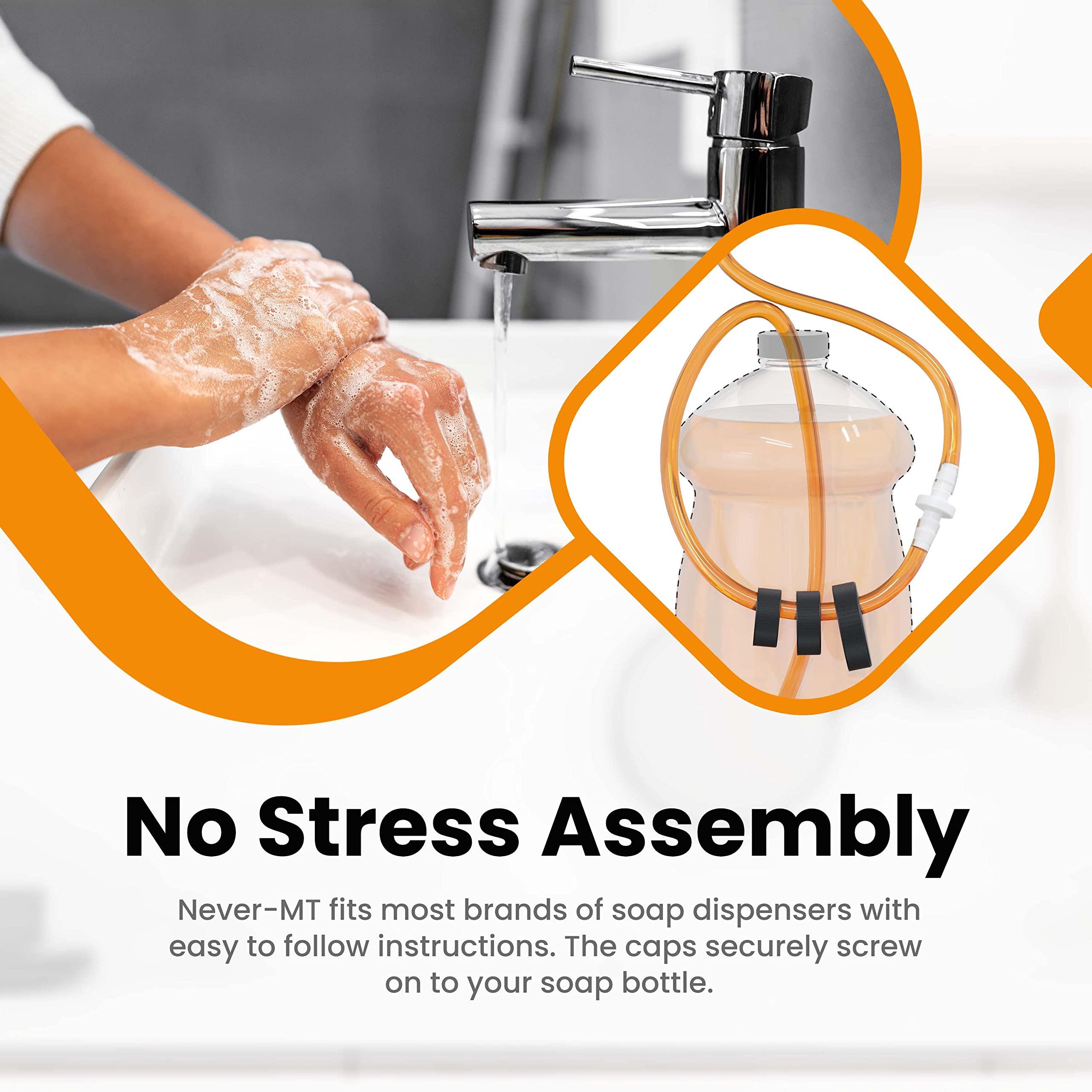 NEVER - MT Never - MT - The Original Soap Dispenser Conversion Kit - Made in The USA - Kitchen Sink Extension Tube Kit - Never Fill The Little Bottle Again!