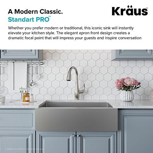Kraus Kraus KHF200-33 Standart PRO Stainless Steel Sink 33 inch Farmhouse Apron Single Bowl 16 gauge