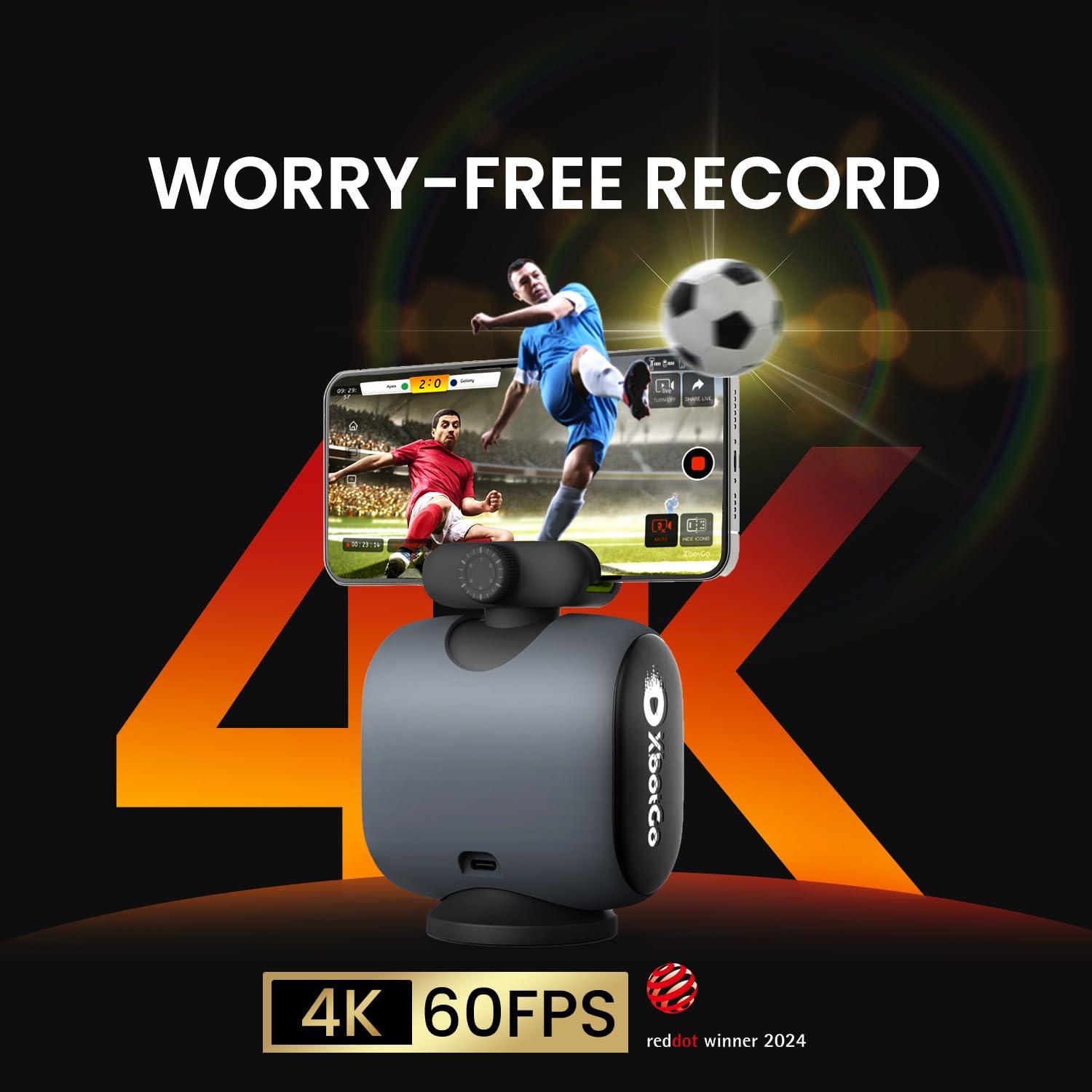 XbotGo XbotGo Chameleon Professional Sports Kit - AI-Powered Action Camera with Gimbal Tracking System, Team & Player Tracking, COMS 4K Video, 360 Rotation, 120 FOV, Live Streaming(Lava Graphite)