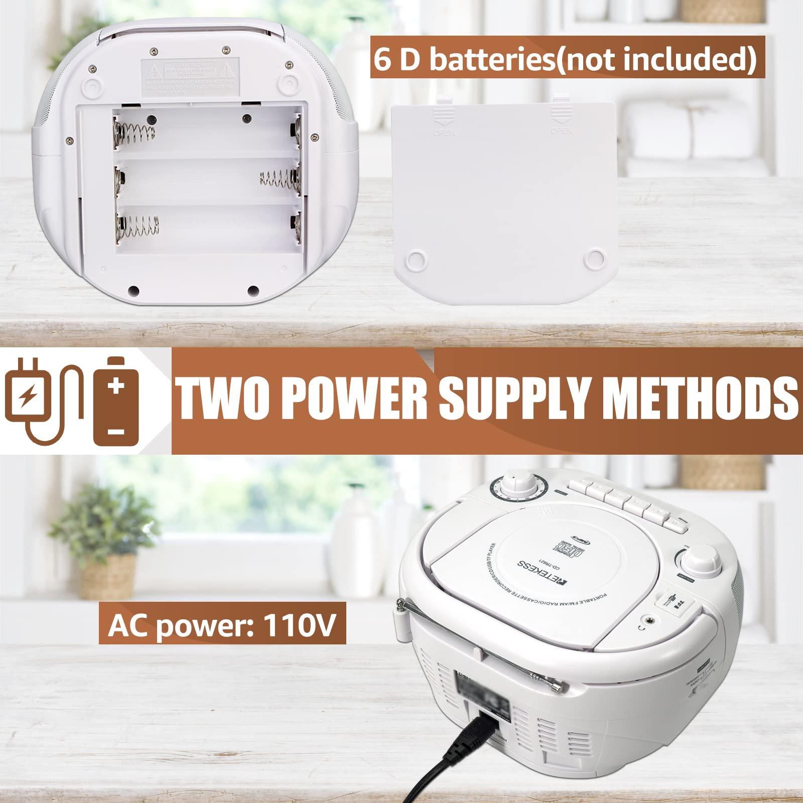 Retekess Retekess TR621 CD and Cassette Player Combo, AM FM Radio with Remote Control, USB, TF Port and TR604 AM FM Radio Portable Battery Operated by 3 D Cell Batteries AC Power for Elders