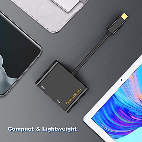 dockteck USB C Hub Multiport Adapter,Dockteck 7-in-1 USB-C Hub with 4K 60Hz HDMI with USB C to HDMI VGA Adapter, CableCreation USB Type C to Dual VGA HDMI Splitter Converter