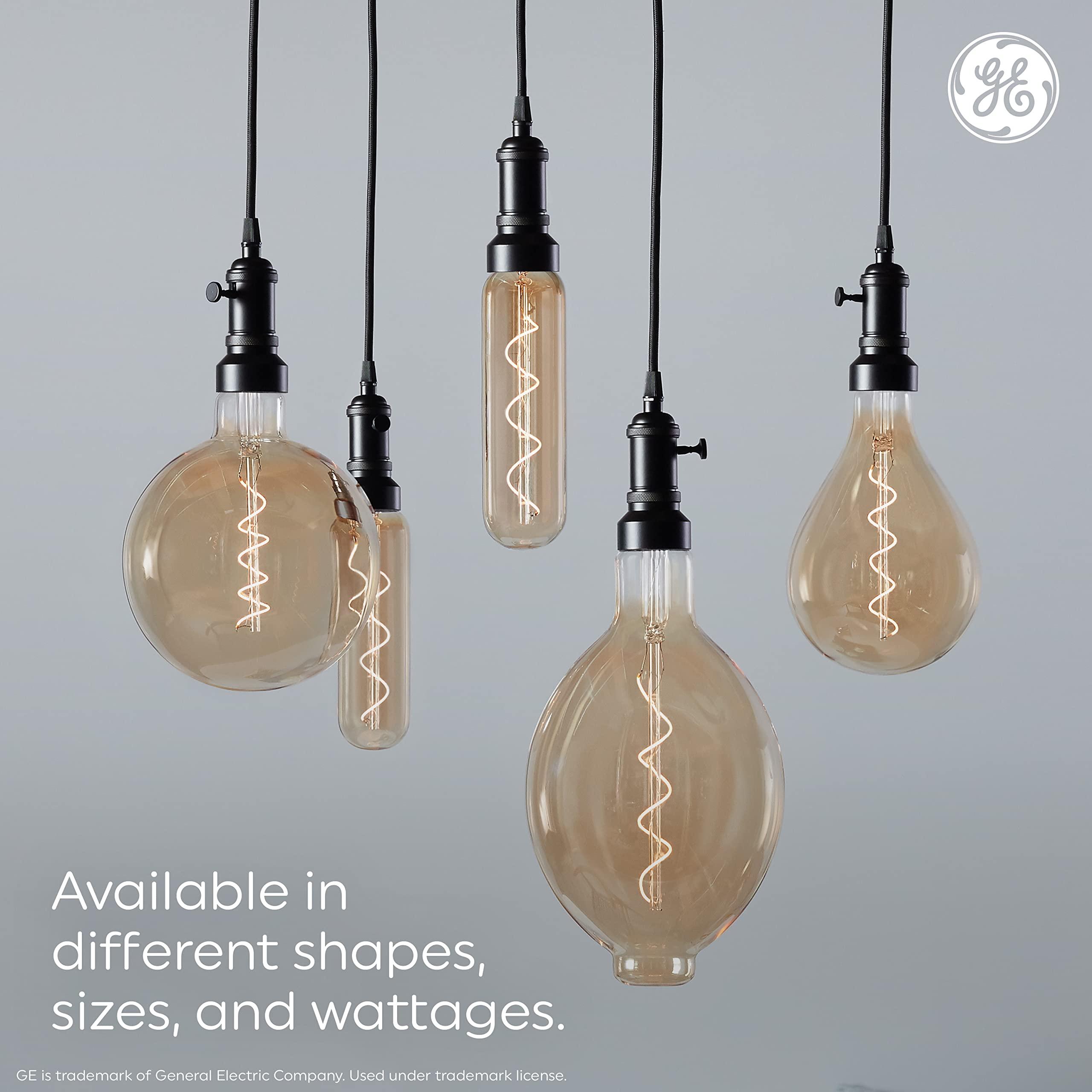 GE Lighting GE Vintage Style LED Light Bulb, 40 Watt, Amber Finish, PS52 Large Pear Shaped Bulb (1 Pack)