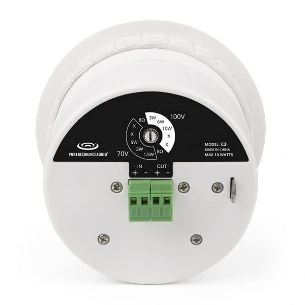 Pure Resonance Audio Pure Resonance Audio 3 Inch 70 Volt Ceiling Speaker Bundle with Installation Wire - Contractor Pack (2 Speakers)