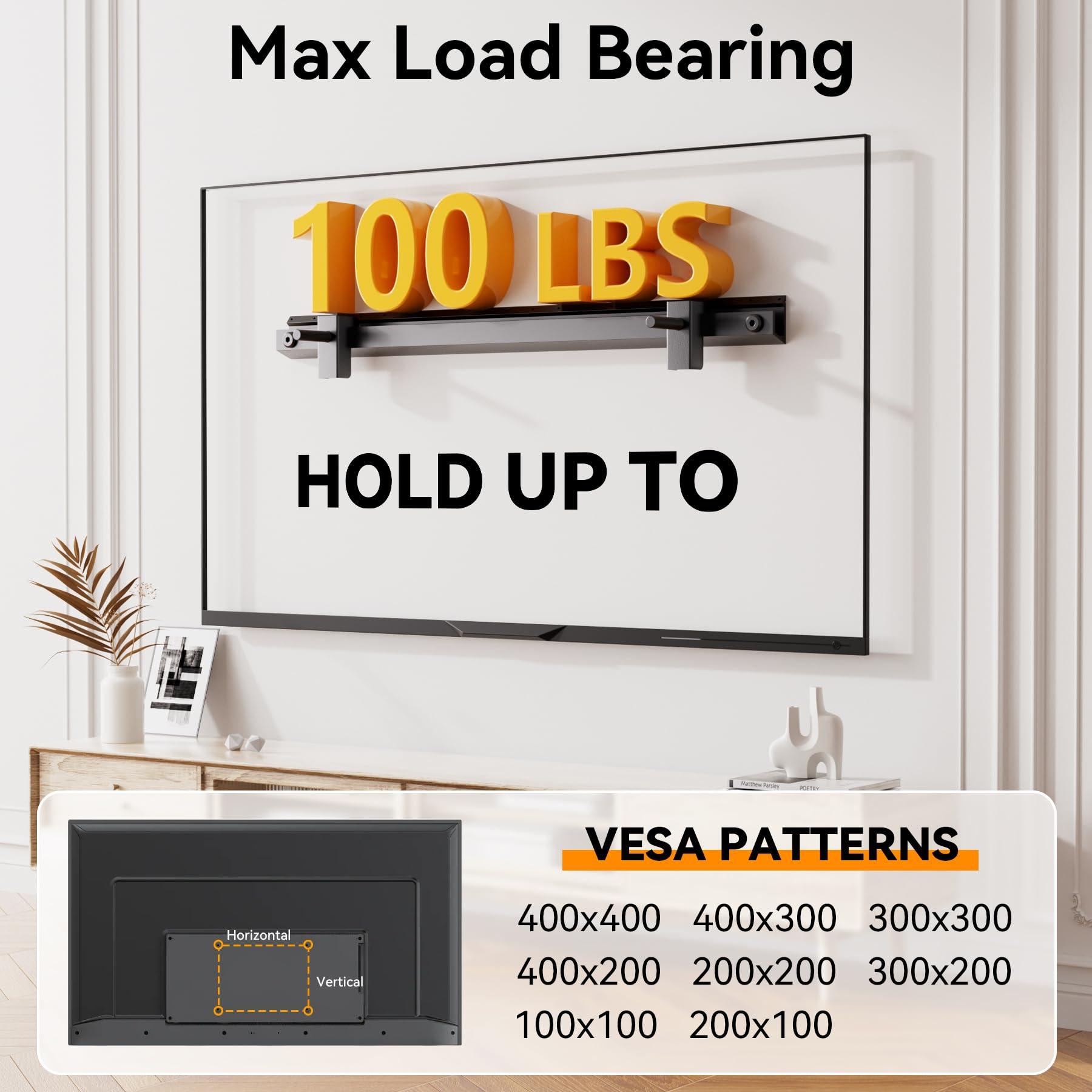 AENTGIU AENTGIU No Stud TV Wall Mount, Drywall TV Mount for 22-55 inch TVs, Max Load 100 lb Drywall Studless TVs Hanger, No Drill, No Anchors, Easy Install with All Hardware Included