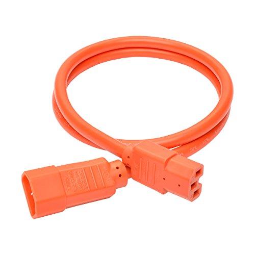 Tripp Lite Tripp Lite 3ft Heavy Duty Computer Power Extension Cord 15A, 14 AWG, C14 to C15, Orange 3'(P018-003-AOR)