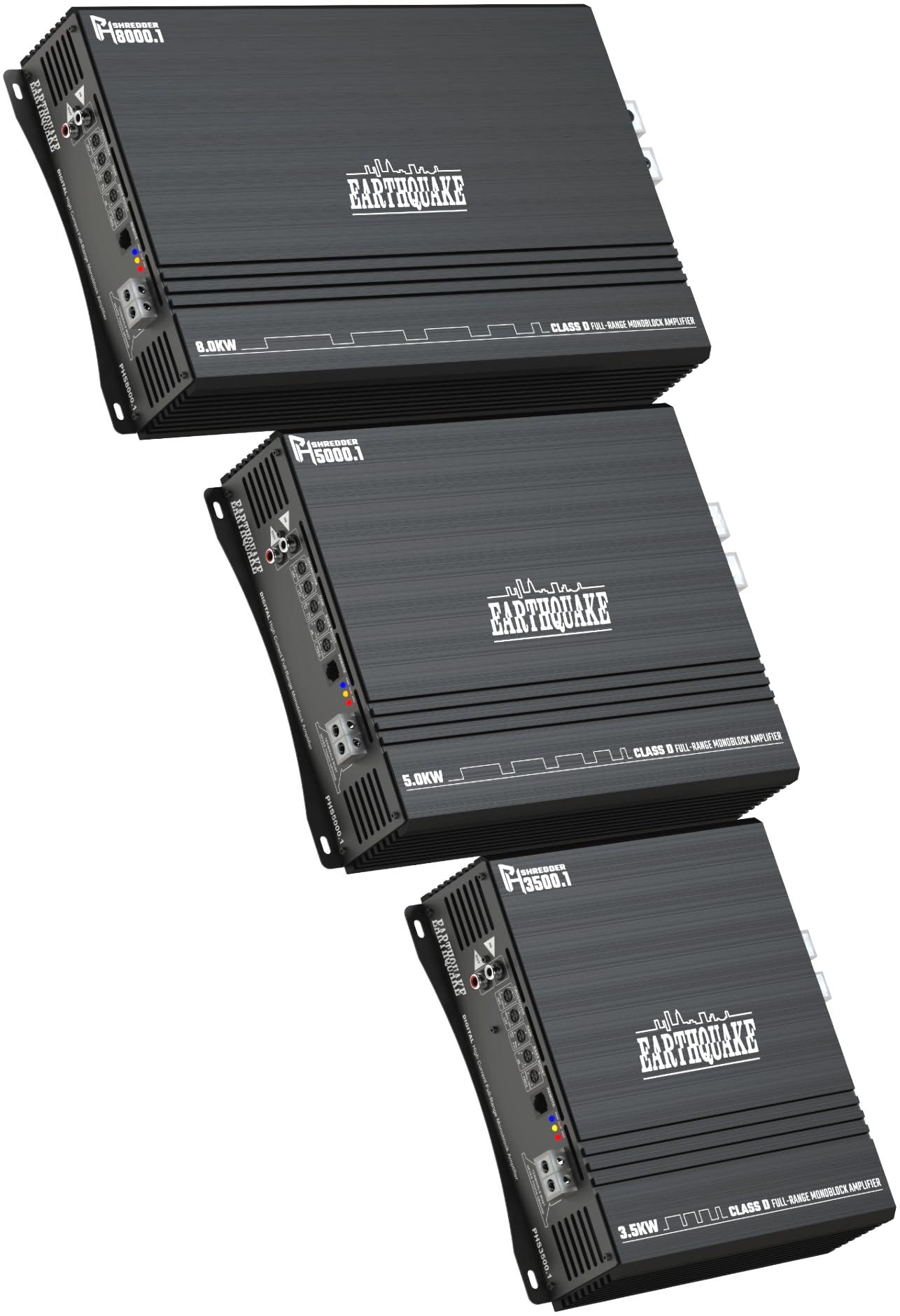 EARTHQUAKE EARTHQUAKE PHS5000.1 Powerhouse Shredder Class D Digital High Current Full Range Mono Amplifier, 5500W Max Output, 1/2/4 Ohm Stable, Bass Remote Knob Included