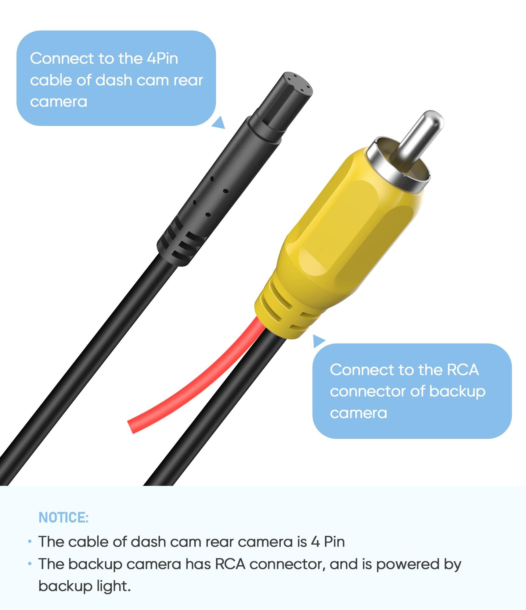 YQMAJIM YQMAJIM RCA Plug to 4PIN Adapter Cable, 4 Ft Thicker Connector Backup Camera to Dash Cam Cord, Rear View Camera Video to Mirror Cam Cable