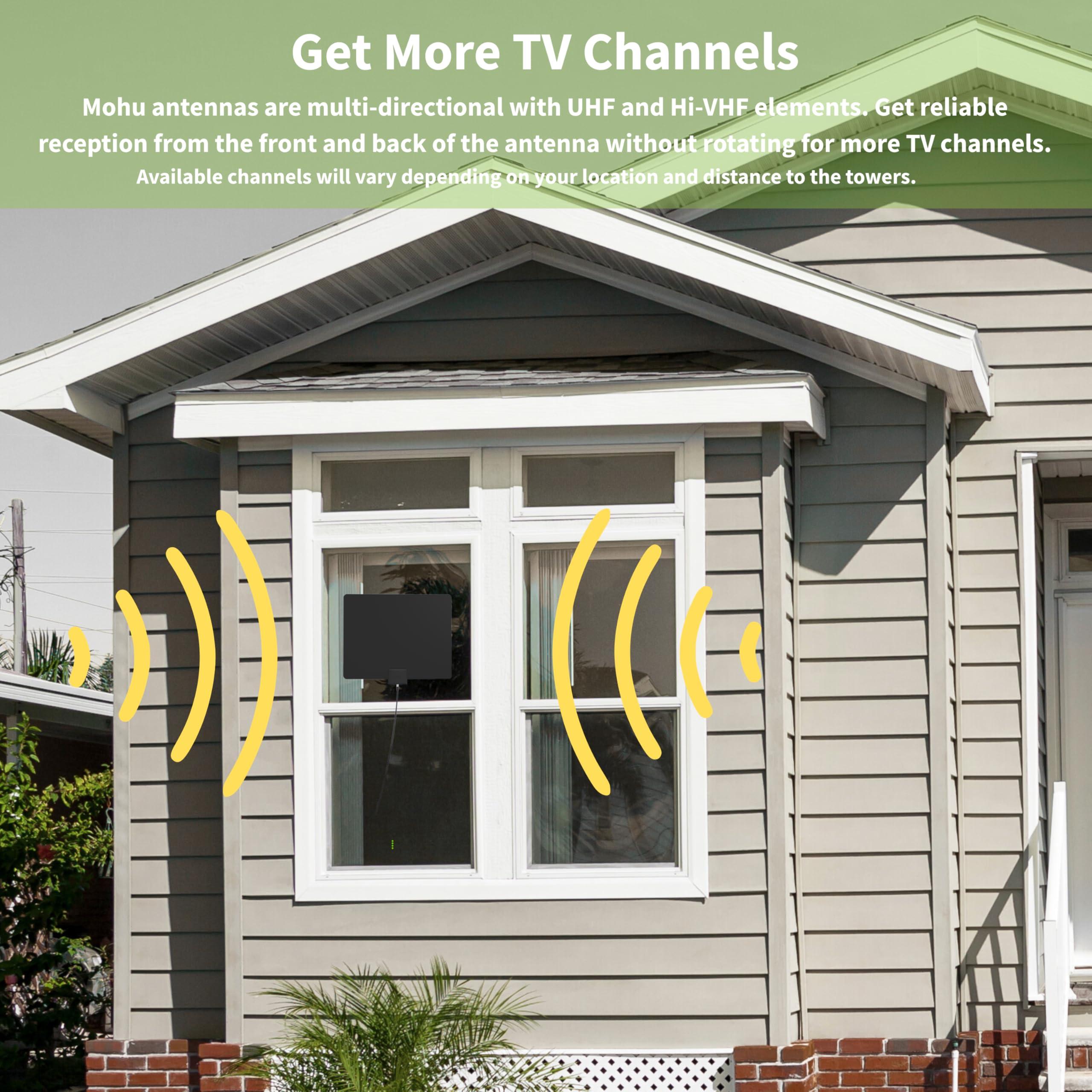 Mohu Mohu Leaf 50 Original Paper-Thin Indoor TV Antenna, UHF VHF, 60-Mile Range, Multi-Directional, 4K 8K UHD NEXTGEN TV - w/ 12 ft. Cable, Jolt Switch