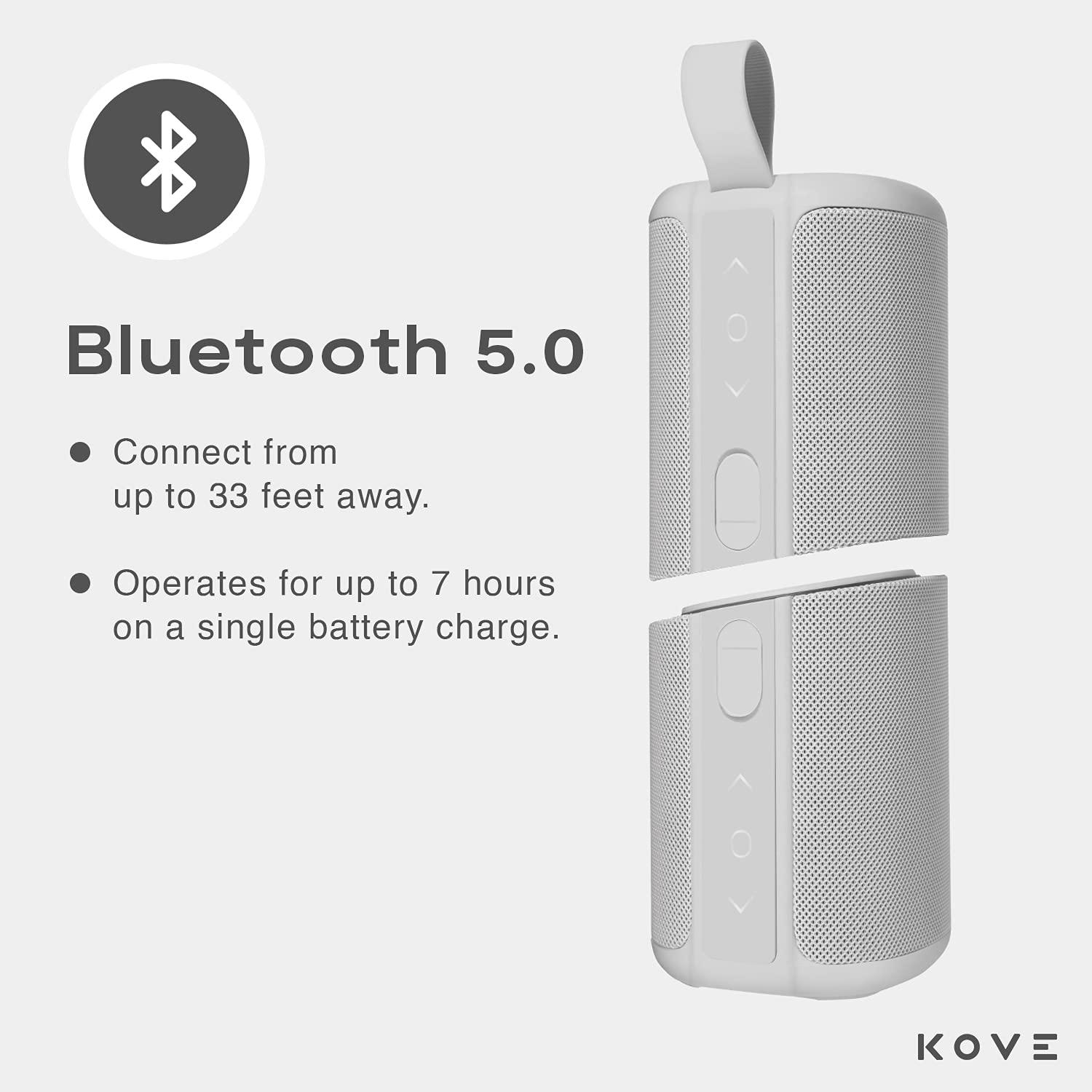 KOVE KOVE Commuter 2 Portable Speaker - Concrete Bluetooth Speakers, Wireless with HD Louder Volume, Deep Bass Subwoofer, Microphone, IPX7 Water Resistant - Perfect Boom Box for Home, Outdoor or Travel