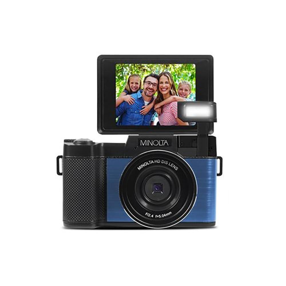 Minolta Minolta 30MP Digital Camera 2.7K Ultra HD Video, 3-inch 180 LCD Screen, Face Detection, Anti-Shake, 9 Scene Modes, Photo Burst, Panorama, CMOS Sensor, 32GB Card (Blue)