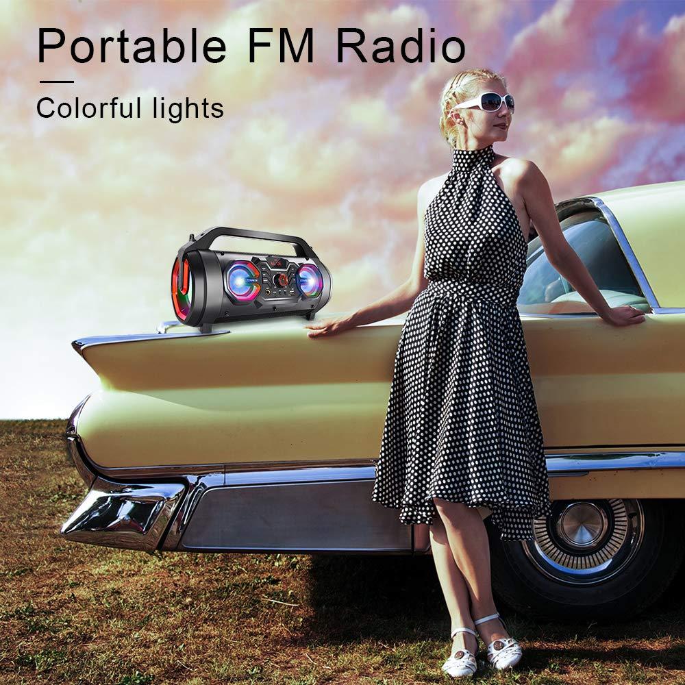 TENMIYA Portable Bluetooth Speaker with Subwoofer, Wireless Speakers with Booming Bass, FM Radio, RGB Lights, EQ, Stereo Sound, 10H Playtime, 30W Loud Speaker for Home, Outdoor, Party, Travel, Camping, Gifts