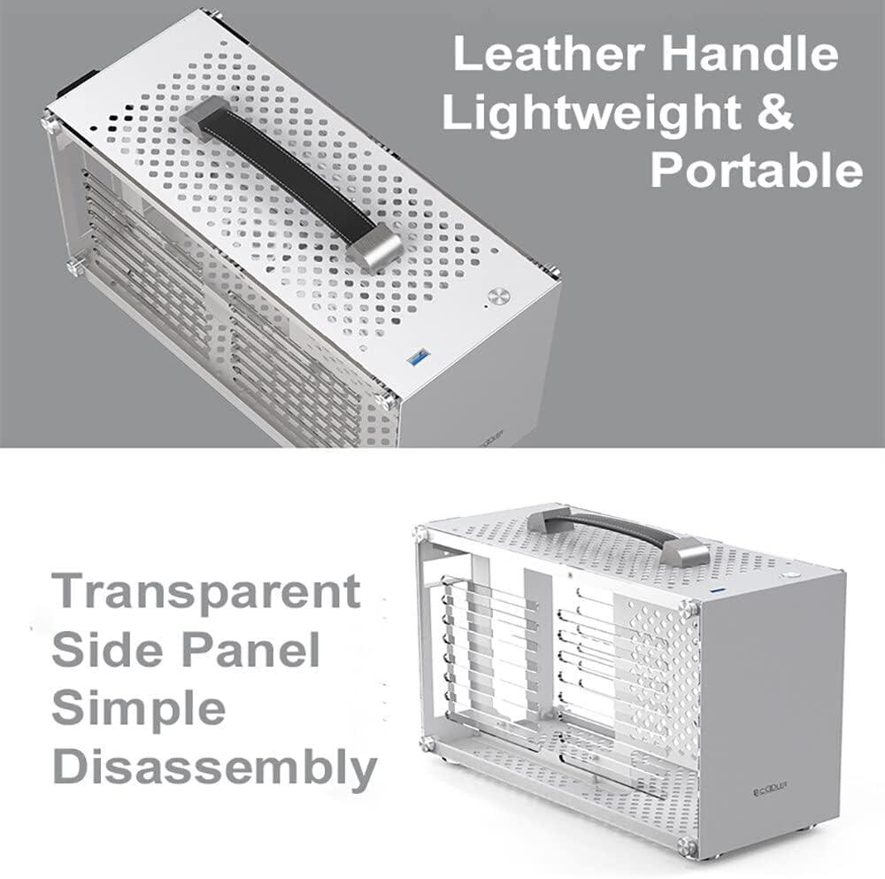 MerainMe ITX Mini A4 Computer Case 7.5L Aluminum Mini-ITX Motherboard Small PC Case Test Bench Support SFX Power Supply 300mm Vedio Card Transparent Acrylic Side Panel