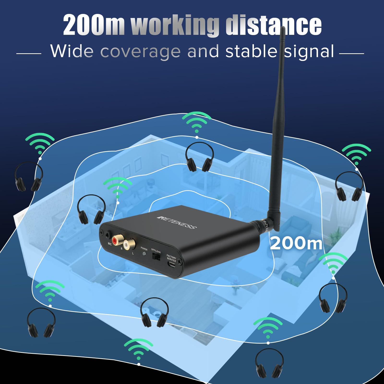 Retekess Retekess TA003 Silent Disco Headphone System, Silent Disco Party Headphones,3 Channels,LED Light,Wireless Stereo Headphones Bundle for Kids Party, Home Movies (10 Pack)