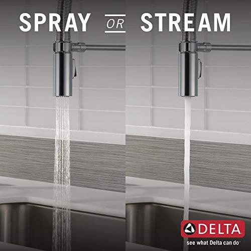 DELTA FAUCET Delta Faucet Trinsic Pro Commercial Style Kitchen Faucet, Touch Kitchen Faucets with Pull Down Sprayer, Kitchen Sink Faucet, Touch Faucet, Delta Touch2O Technology, Arctic Stainless 9659T-AR-DST
