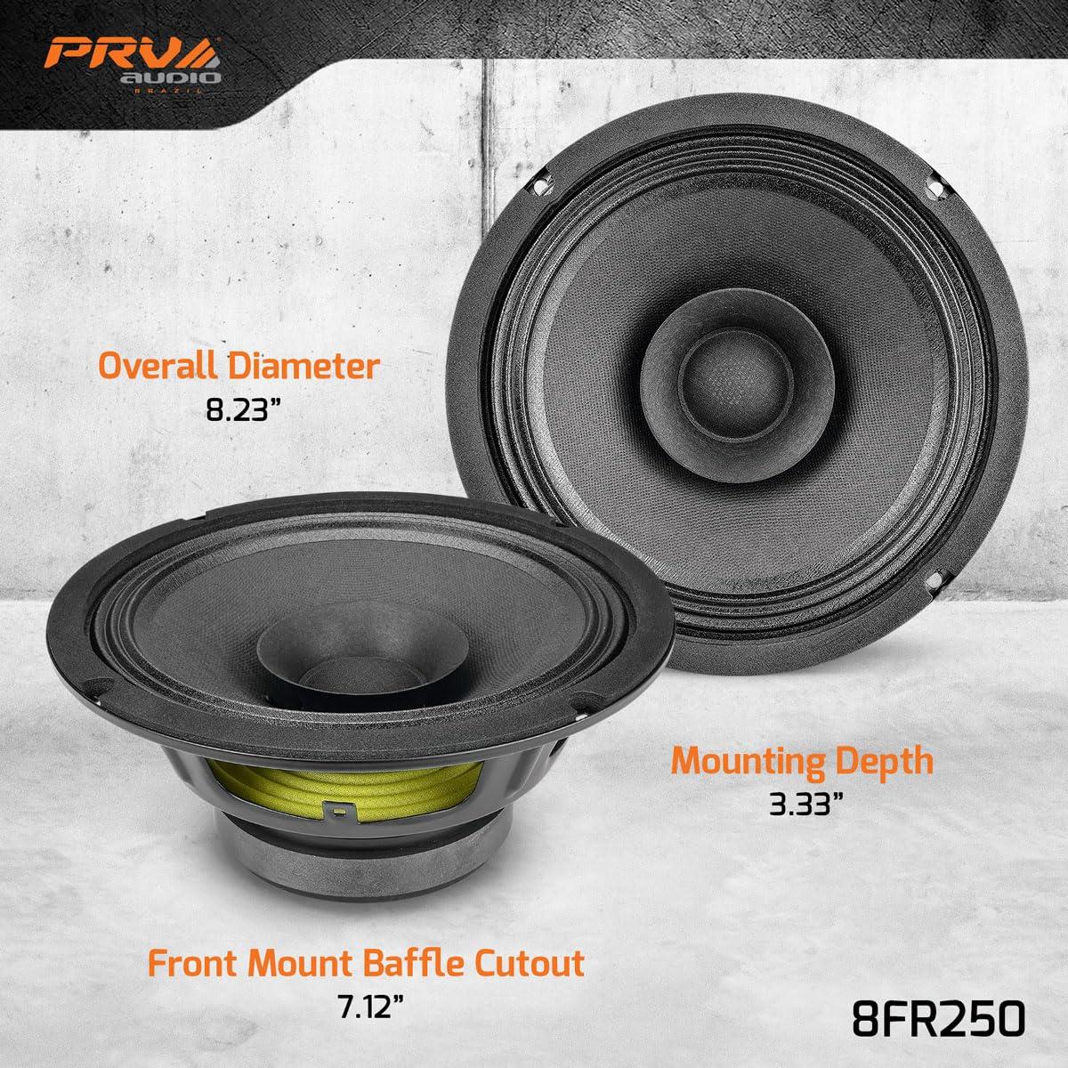 PRV AUDIO PRV AUDIO 8FR250 8 Inch Full Range Speaker, 8 Ohms, 250 Watts Continuous Program Power, 125 Watts RMS Power, 93.5 dB, Full-Range Driver Loudspeaker for Pro Audio Systems (Single)