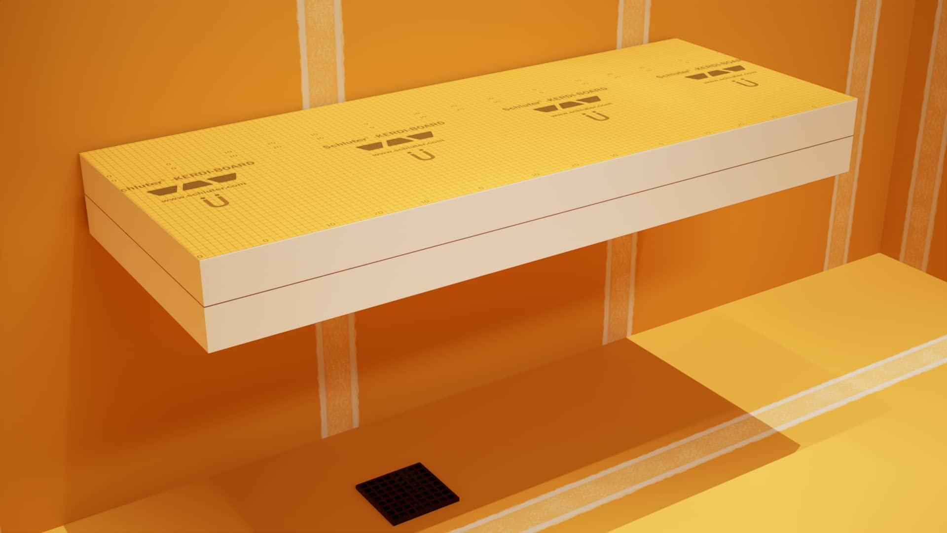 The Original Granite Bracket Floating Shower Bench Kit with Orange XPS Waterproof Board - Original Shower Bench Bracket (14x24)