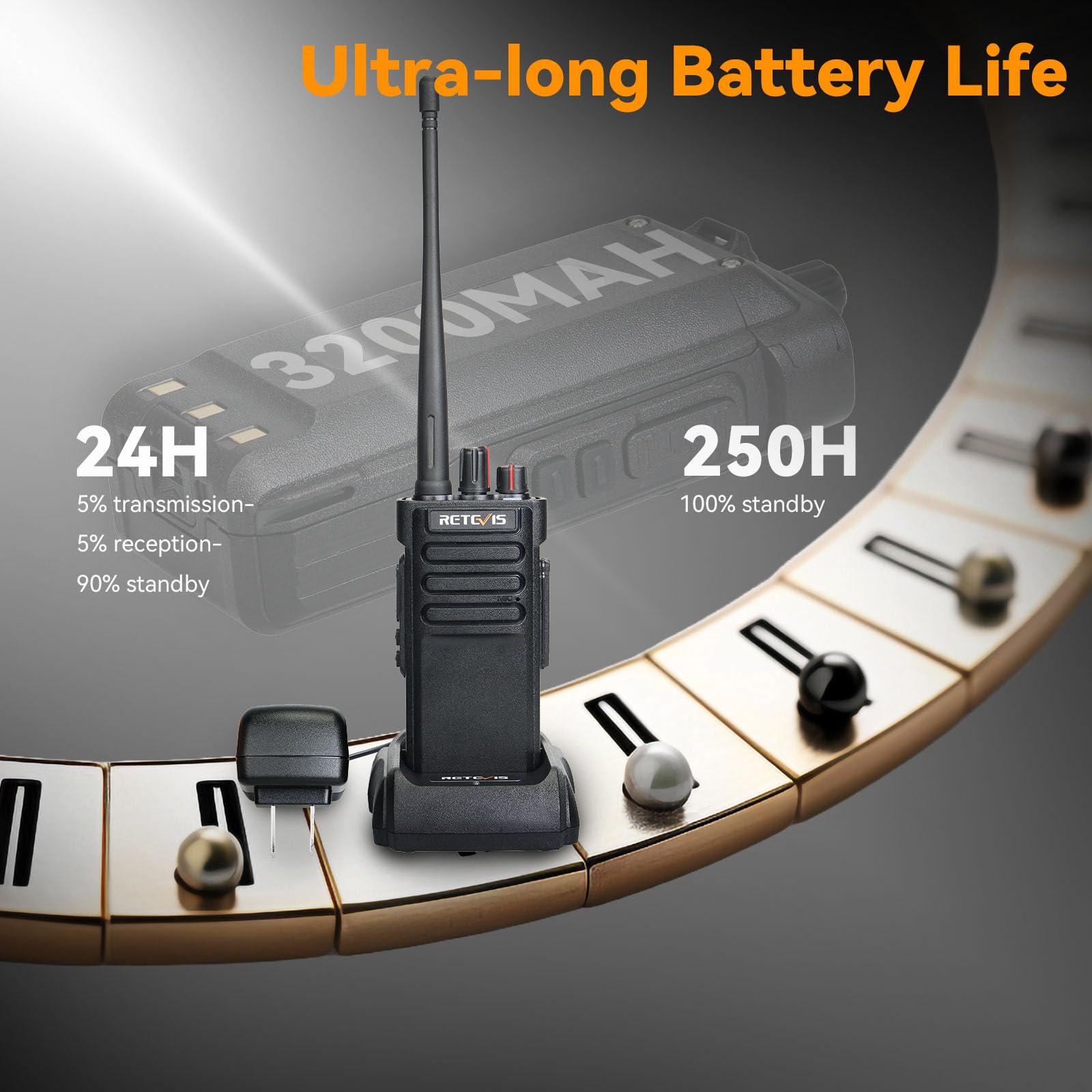 Retevis Retevis RT29 Military Walkie Talkie(2 Pack) with Overhead Headset(2 Pack), Long Range 2 Way Radio with Earpiece, 700,000 sq. ft/50 Floor Range, Dust Protected and Splashproof, Heavy Duty Two Way Radio