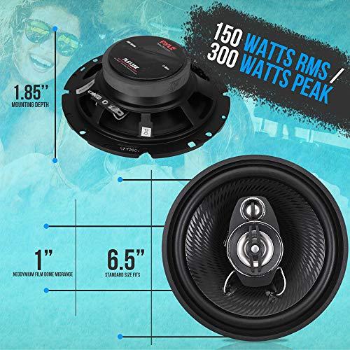 Pyle Pyle 3-Way Universal Car Stereo Speakers-300W 6.5” Triaxial Loud Pro Audio Car Speaker Universal OEM Quick Replacement Component Speaker Vehicle Door/Side Panel Mount Compatible PL613BK (Pair), Black