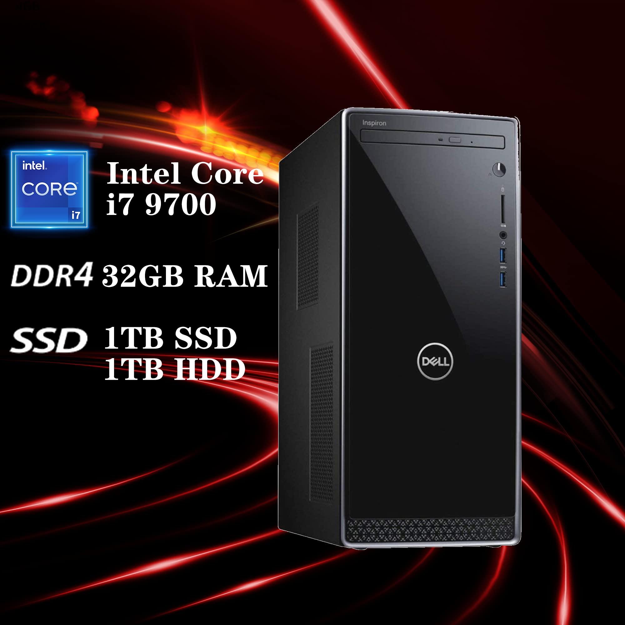 Dell Dell Inspiron 3671 Desktop Gaming Desktop, Intel Core i7-9700 processor, 32GB DDR4 RAM, 1TB PCIe SSD + 1TB HDD, WiFi, Bluetooth, DVDRW, HDMI, VGA, Windows 11 Pro, Black